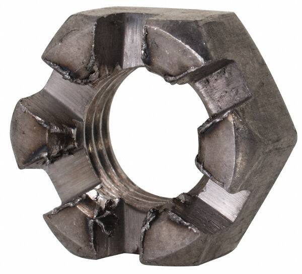 Value Collection - 5/16-24 UNF Grade 2 Steel Slotted Locknut - 1/2" Width Across Flats, 17/64" High, Uncoated - All Tool & Supply