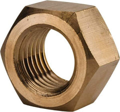 Value Collection - 1-1/4 - 7 UNC Brass Right Hand Hex Nut - 1-7/8" Across Flats, 1-1/16" High, Brass Finish - All Tool & Supply