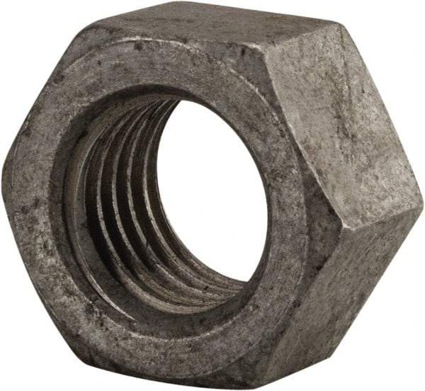 Value Collection - 1-1/8 - 7 UNC Steel Right Hand Hex Nut - 1-11/16" Across Flats, 31/32" High, Hot Dipped Galvanized Finish - All Tool & Supply