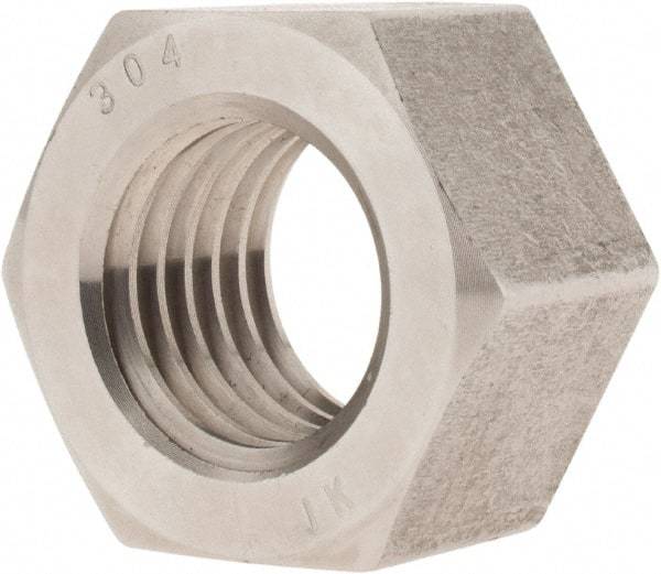 Value Collection - 1-1/8 - 7 UNC Stainless Steel Right Hand Hex Nut - 1-11/16" Across Flats, 31/32" High, Uncoated - All Tool & Supply