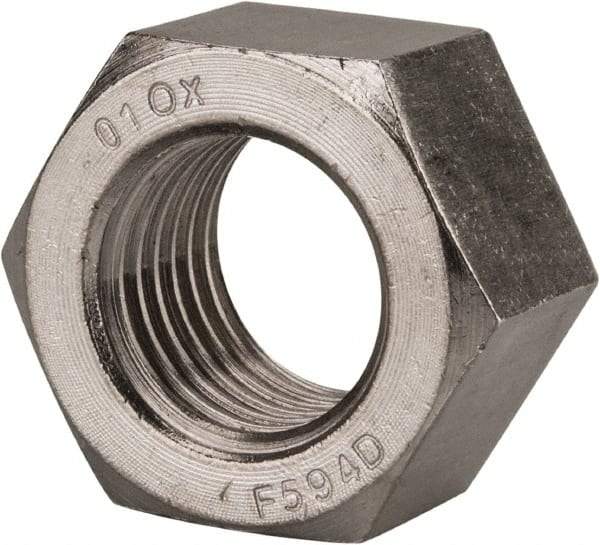 Value Collection - 1-1/4 - 7 UNC Stainless Steel Right Hand Hex Nut - 1-7/8" Across Flats, 1-1/16" High, Uncoated - All Tool & Supply