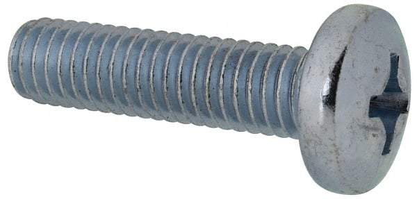 Value Collection - 3/8-16 UNC, 1-1/2" Length Under Head Phillips Drive Machine Screw - Pan Head, Grade 2 Steel, Zinc-Plated Finish, Without Washer - All Tool & Supply