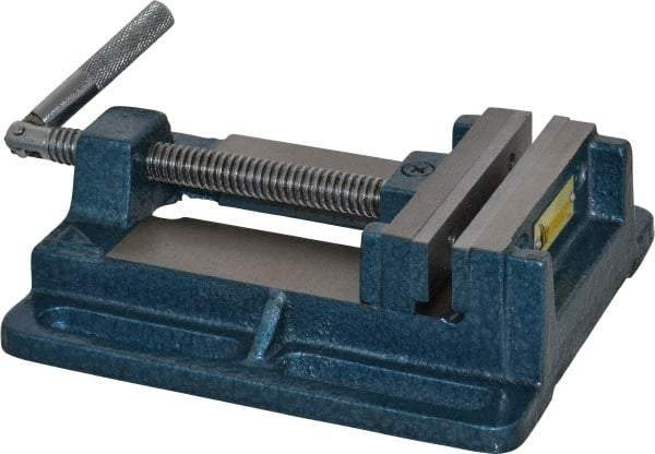 Interstate - 3-13/16" Jaw Opening Capacity x 1" Throat Depth, Horizontal Drill Press Vise - 4" Wide x 1" High Jaw, Stationary Base, Standard Speed, 8.46" OAL x 2.05" Overall Height, Cast Iron - All Tool & Supply