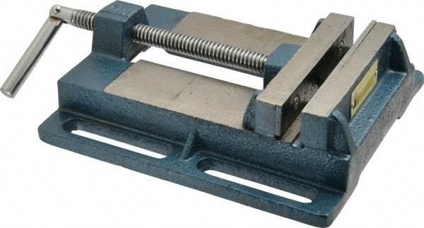 Interstate - 4-5/8" Jaw Opening Capacity x 1" Throat Depth, Horizontal Drill Press Vise - 5" Wide x 1" High Jaw, Stationary Base, Standard Speed, 9.65" OAL x 2.33" Overall Height, Cast Iron - All Tool & Supply