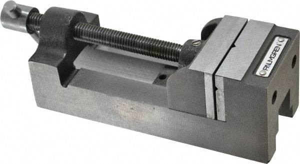 Palmgren - 2-1/2" Jaw Opening Capacity x 1-1/2" Throat Depth, Horizontal Drill Press Vise - 2-7/16" Wide Jaw, Stationary Base, Standard Speed, 7-1/4" OAL x 2-9/16" Overall Height, Cast Iron - All Tool & Supply