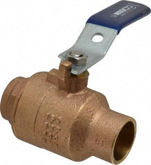 NIBCO - 1" Pipe, Full Port, Bronze Standard Ball Valve - 2 Piece, Inline - One Way Flow, Soldered x Soldered Ends, Lever Handle, 600 WOG, 150 WSP - All Tool & Supply