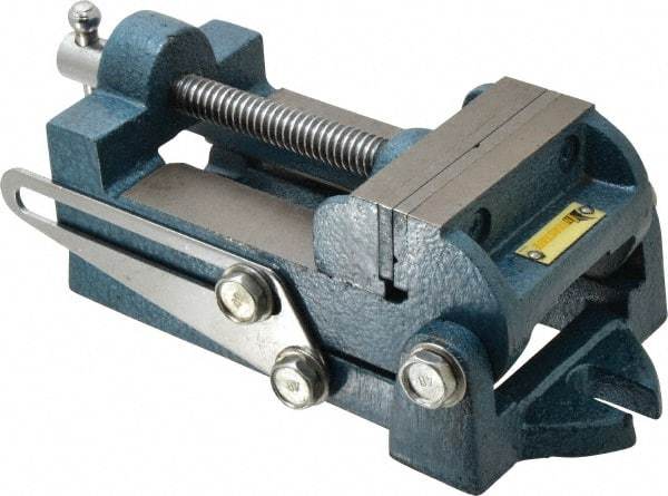 Interstate - 3-5/16" Jaw Opening Capacity x 1-1/4" Throat Depth, Angle Drill Press Vise - 3-1/2" Wide x 1.35" High Jaw, Stationary Base, Standard Speed, 9.13" OAL x 3.23" Overall Height, Cast Iron - All Tool & Supply