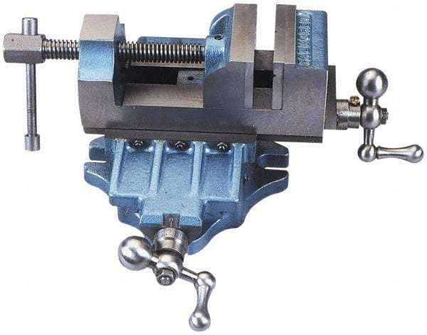 Palmgren - 3" Jaw Opening Capacity x 1-3/4" Throat Depth, Horizontal Drill Press Vise - 3" Wide Jaw, Cross Slide Base, Standard Speed, 12" OAL x 5-1/2" Overall Height, Cast Iron - All Tool & Supply