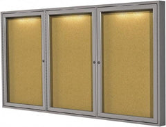 Ghent - 47.13" Wide x 36" High Enclosed Cork Bulletin Board - Natural Cork, Aluminum Frame - All Tool & Supply