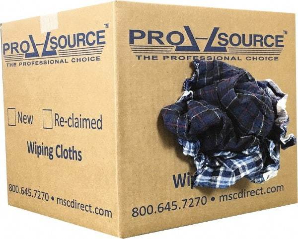 PRO-SOURCE - Reclaimed Cotton Polishing and Dust Cloths - Assorted Colors, Flannel, Low Lint, 10 Lbs. at 3 to 4 per Pound, Box - All Tool & Supply