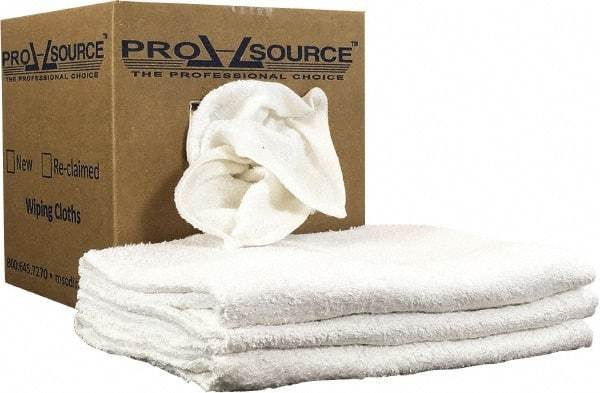 PRO-SOURCE - 40 Inch Long Virgin Terry Cotton Towels - White, Terry Cloth, Medium Lint, Box - All Tool & Supply