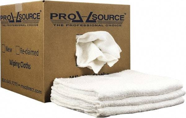 PRO-SOURCE - 40 Inch Long Virgin Terry Cotton Towels - White, Terry Cloth, Low Lint, Box - All Tool & Supply