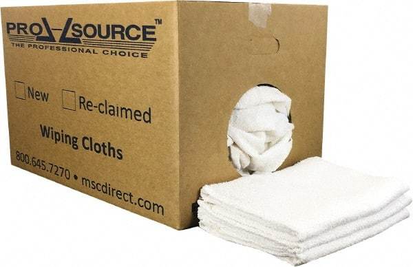 PRO-SOURCE - 40 Inch Long Virgin Terry Cotton Towels - White, Terry Cloth, Low Lint, Box - All Tool & Supply