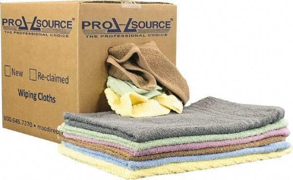 PRO-SOURCE - 16 Inch Long x 16 Inch Wide Virgin Car Wash Cotton Towels - Assorted Colors, Terry Cloth, Medium Lint, 5 Lbs. at 2 to 4 per Pound, Box - All Tool & Supply