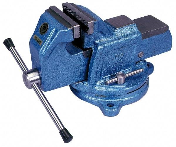 Interstate - 6" Jaw Width, 4-15/16" Opening Capacity, 3" Throat Depth, Cast Iron Swivel Bench Vise - Bolt Down Base Attachment, 7.72" High - All Tool & Supply