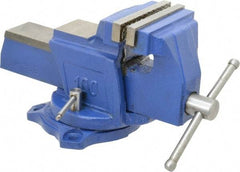 Interstate - 4" Jaw Width, 3-17/32" Opening Capacity, 2-1/4" Throat Depth, Cast Iron Swivel Bench Vise - Bolt Down Base Attachment, 5.77" High - All Tool & Supply