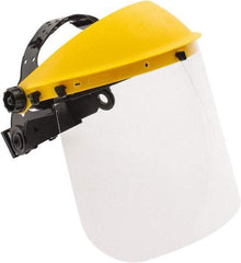 PRO-SAFE - Thermoplastic Yellow Ratchet Adjustment, Face Shield & Headgear Set - 12" Wide x 8" High x 0.04" Thick, Uncoated, Clear Window - All Tool & Supply