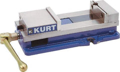 Kurt - 10" Jaw Width, 9-3/4" Jaw Opening Capacity, Horizontal Stationary Machine Vise - Manual Operation, 26,277 Lb Capacity, 1 Station, 29.19" Long x 6-13/16" High x 2-15/16" Deep, 2-1/2" Jaw Height, 80,000 psi Max Clamp Force, Ductile Iron - All Tool & Supply