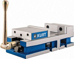 Kurt - 6" Jaw Width, 6" Jaw Opening Capacity, Horizontal Stationary Machine Vise - Manual Operation, 6,356 Lb Capacity, 1 Station, 17" Long x 4.6720" High x 1-31/64" Deep, 1.735" Jaw Height, 80 Lb Max Clamp Force - All Tool & Supply