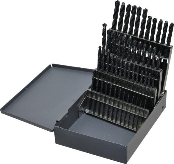 Cleveland - 1 to 5.9mm, 118° Point, Oxide Finish, High Speed Steel Jobber Length Drill Bit Set - All Tool & Supply