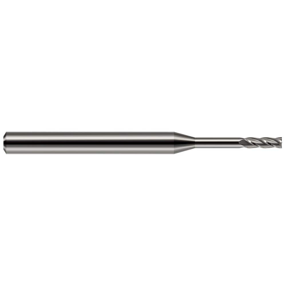 Square End Mill: 3/8'' Dia, 1-1/8'' LOC, 4'' OAL, 4 Flutes, Solid Carbide Single End, Uncoated, Helical Flute, Centercutting, RH Cut, RH Flute