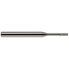 Square End Mill: 1/64'' Dia, 0.045'' LOC, 1/8'' Shank Dia, 1-1/2'' OAL, 4 Flutes, Solid Carbide Single End, Uncoated, 30 ° Helix, Centercutting, RH Cut, RH Flute