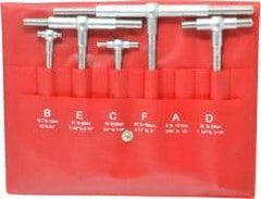 SPI - 4 Piece, 1/2 to 6 Inch, Hardened Tool Steel, Satin Chrome Finish, Telescoping Gage Set - Includes Vinyl Pouch - All Tool & Supply