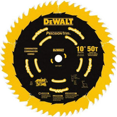 DeWALT - 10" Diam, 5/8" Arbor Hole Diam, 50 Tooth Wet & Dry Cut Saw Blade - Carbide-Tipped, Combination Action, Standard Round Arbor - All Tool & Supply