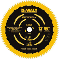 DeWALT - 12" Diam, 1" Arbor Hole Diam, 96 Tooth Wet & Dry Cut Saw Blade - Carbide-Tipped, Fine Trimming Action, Standard Round Arbor - All Tool & Supply