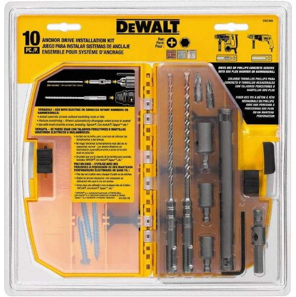 DeWALT - 10 Piece Carbide Tipped Masonry Anchor Installation Kit - For Use with SDS Rotary Hammers - All Tool & Supply