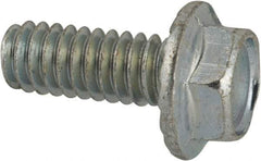 Value Collection - 1/4-20 UNC, 5/8" Length Under Head, Hex Drive Flange Bolt - 5/8" Thread Length, Grade 2 Steel, Serrated Flange, Zinc-Plated Finish - All Tool & Supply