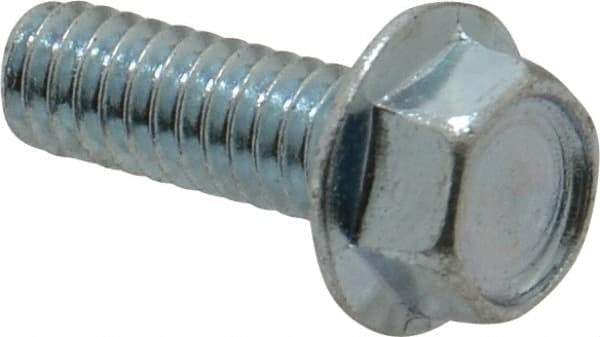 Value Collection - 1/4-20 UNC, 3/4" Length Under Head, Hex Drive Flange Bolt - 3/4" Thread Length, Grade 2 Steel, Serrated Flange, Zinc-Plated Finish - All Tool & Supply