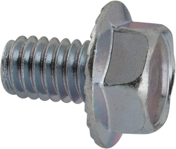 Value Collection - 5/16-18 UNC, 1/2" Length Under Head, Hex Drive Flange Bolt - 1/2" Thread Length, Grade 2 Steel, Serrated Flange, Zinc-Plated Finish - All Tool & Supply