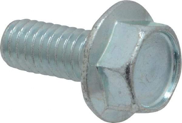 Value Collection - 5/16-18 UNC, 3/4" Length Under Head, Hex Drive Flange Bolt - 3/4" Thread Length, Grade 2 Steel, Serrated Flange, Zinc-Plated Finish - All Tool & Supply