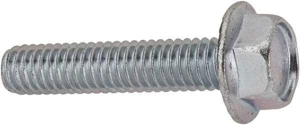 Value Collection - 5/16-18 UNC, 1-1/2" Length Under Head, Hex Drive Flange Bolt - 1-1/2" Thread Length, Grade 2 Steel, Serrated Flange, Zinc-Plated Finish - All Tool & Supply