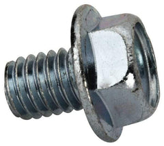 Value Collection - 3/8-16 UNC, 1/2" Length Under Head, Hex Drive Flange Bolt - 1/2" Thread Length, Grade 2 Steel, Serrated Flange, Zinc-Plated Finish - All Tool & Supply