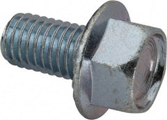 Value Collection - 1/2-13 UNC, 7/8" Length Under Head, Hex Drive Flange Bolt - 7/8" Thread Length, Grade 2 Steel, Serrated Flange, Zinc-Plated Finish - All Tool & Supply