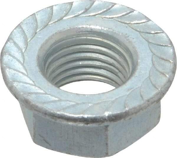 Value Collection - 3/8-24, 3/4" Flange Diam, Serrated Flange Nut - Grade Grade 2 Steel, Zinc-Plated Finish, 0.347" Flange Height - All Tool & Supply