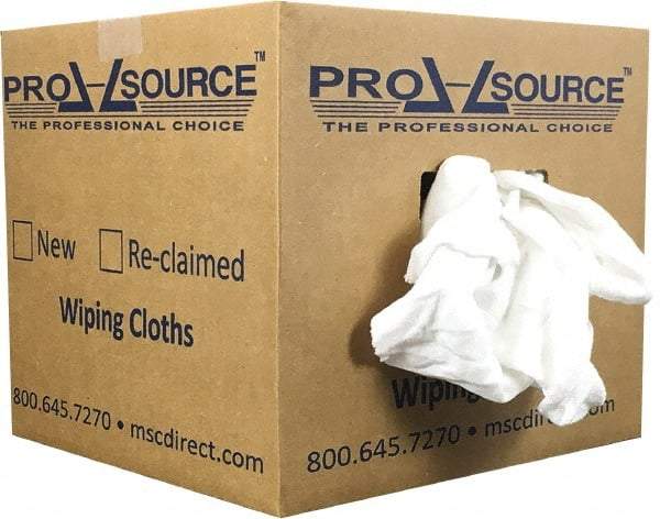 PRO-SOURCE - Wide Virgin Cotton Rags - White, Fleece and Sweatshirt, Low Lint, 10 Lbs. at 3 to 4 per Pound, Box - All Tool & Supply