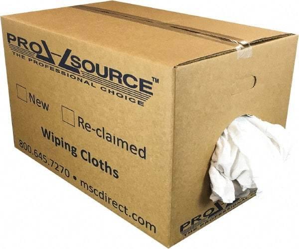 PRO-SOURCE - Wide Virgin Cotton Rags - White, Fleece and Sweatshirt, Low Lint, 25 Lbs. at 3 to 4 per Pound, Box - All Tool & Supply