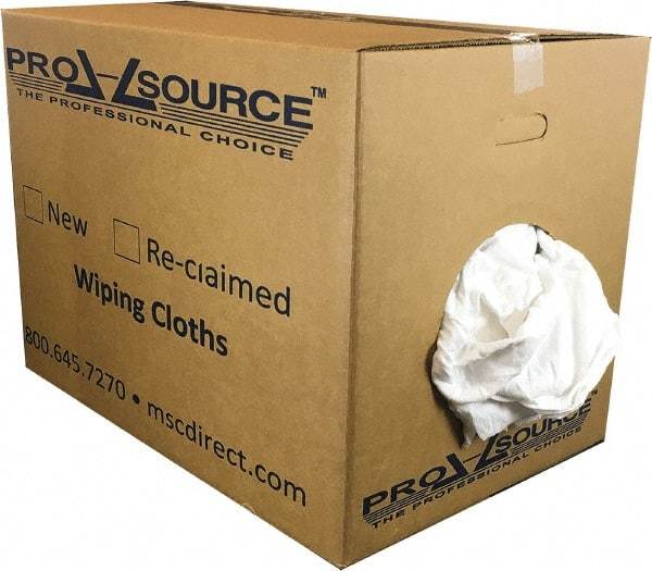 PRO-SOURCE - Wide Virgin Cotton Rags - White, Fleece and Sweatshirt, Low Lint, 50 Lbs. at 3 to 4 per Pound, Box - All Tool & Supply