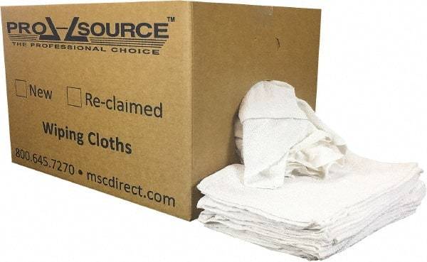 PRO-SOURCE - 19 Inch Long x 16 Inch Wide Virgin Utility Cotton Towels - White, Terry Cloth, Low Lint, 25 Lbs. at 3 to 4 per Pound, Box - All Tool & Supply