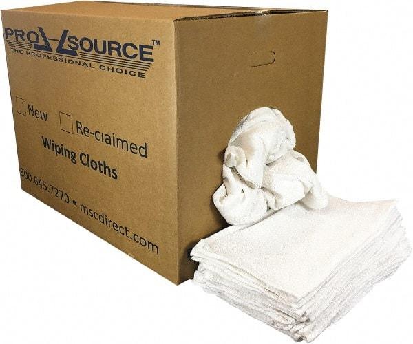 PRO-SOURCE - 19 Inch Long x 16 Inch Wide Virgin Utility Cotton Towels - White, Terry Cloth, Low Lint, 50 Lbs. at 3 to 4 per Pound, Box - All Tool & Supply