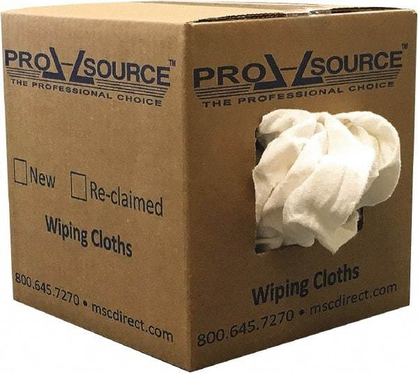 PRO-SOURCE - Reclaimed Cotton Polishing and Dust Cloths - White, Flannel, Low Lint, 5 Lbs. at 3 to 4 per Pound, Box - All Tool & Supply