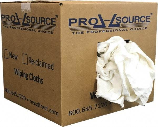 PRO-SOURCE - Reclaimed Cotton Polishing and Dust Cloths - White, Flannel, Low Lint, 10 Lbs. at 3 to 4 per Pound, Box - All Tool & Supply