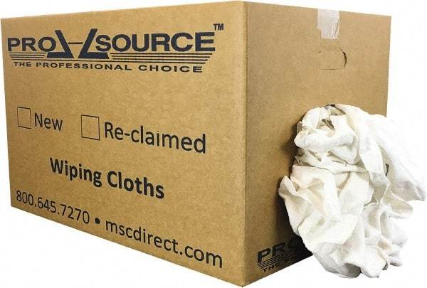 PRO-SOURCE - Reclaimed Cotton Polishing and Dust Cloths - White, Flannel, Low Lint, 25 Lbs. at 3 to 4 per Pound, Box - All Tool & Supply