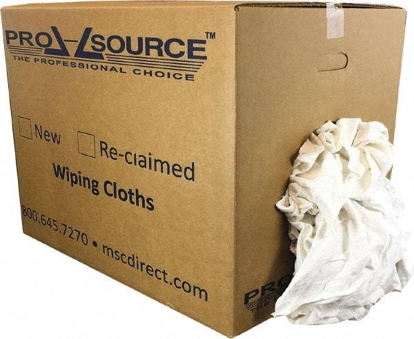 PRO-SOURCE - Reclaimed Cotton Polishing and Dust Cloths - White, Flannel, Low Lint, 50 Lbs. at 3 to 4 per Pound, Box - All Tool & Supply