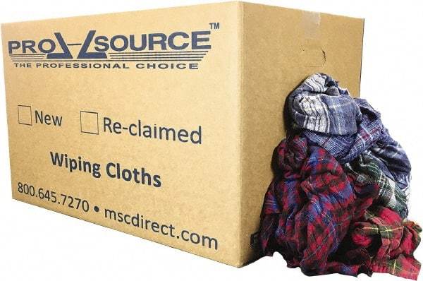 PRO-SOURCE - Reclaimed Cotton Polishing and Dust Cloths - Assorted Colors, Flannel, Low Lint, 25 Lbs. at 3 to 4 per Pound, Box - All Tool & Supply