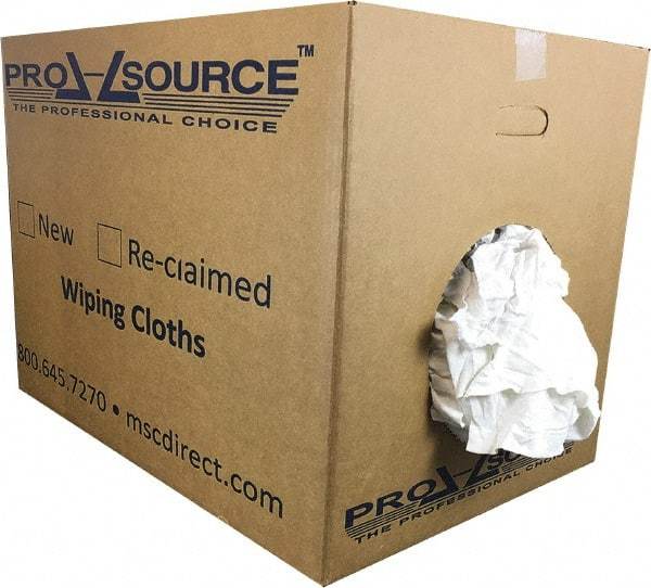 PRO-SOURCE - Cotton Reclaimed Medium Weight Rags - White, Low Lint, 50 Lbs. Bale - All Tool & Supply