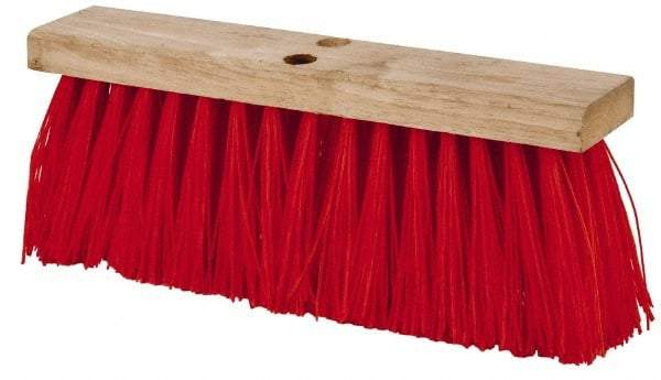 PRO-SOURCE - 16" Rough Surface Synthetic Push Broom - 3-1/4" Bristle Length, Wood Block, Tapered Handle Connection, Handle Sold Separately - All Tool & Supply